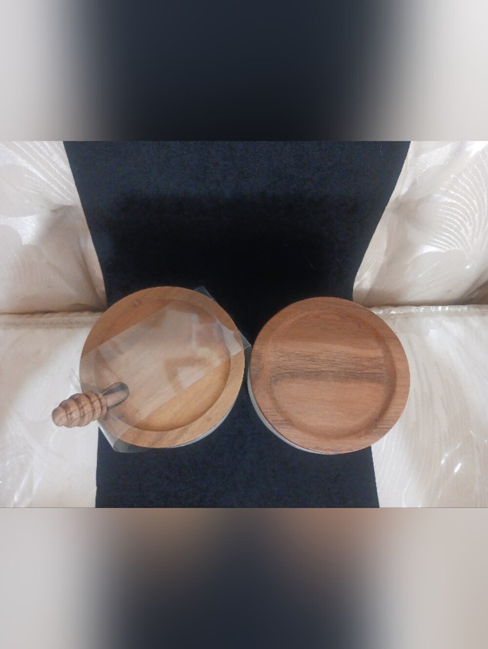 Heath And Hand Ceramic Sugar & Honey Canisters with Wooden Lids - Picture 2 of 7